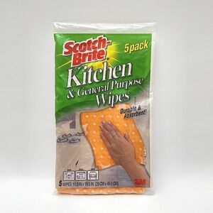 NEW‎ Scotch Brite Kitchen And General Purpose Wipes 5 Pack Orange